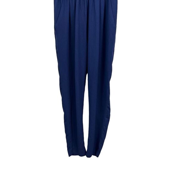 Blaque Label Jumpsuit Pleated Vented Open Back Slash Pockets Blue Women Sz S - Picture 3 of 6